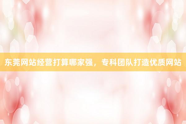 东莞网站经营打算哪家强，专科团队打造优质网站