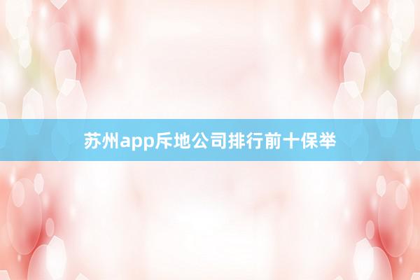 苏州app斥地公司排行前十保举