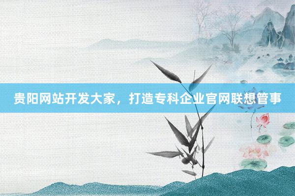 贵阳网站开发大家，打造专科企业官网联想管事